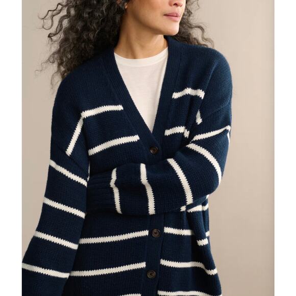 Jenni Kayne Chloe Striped Cotton Cardigan Sweater Blue White XXL Plus Size - Picture 2 of 10
